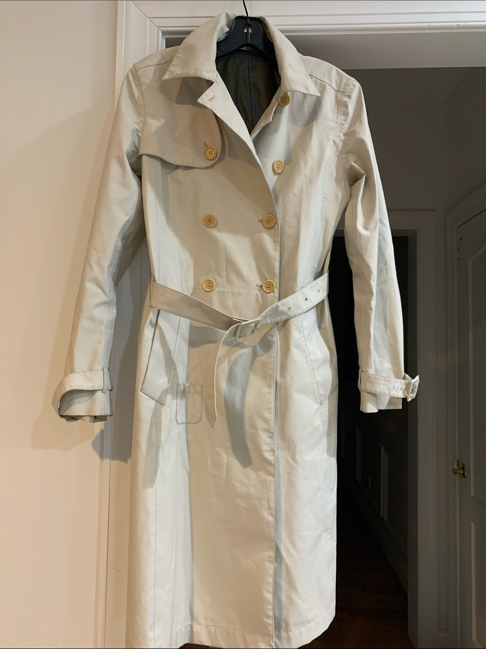 PRADA Classic Women's Double-Breasted Trench Coat - Light Beige sz 42